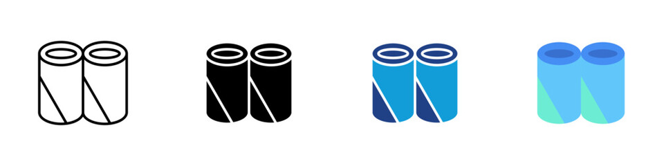 Toilet Paper Multiple Style Icon Sheet Design Vector - Two toilet paper rolls representing bathroom essentials and hygiene products