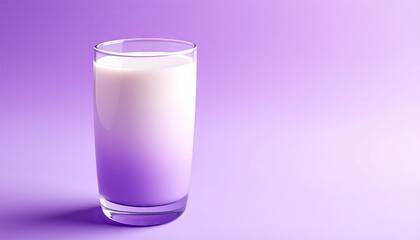 Glass of Milk with Purple Gradient on Purple Background
