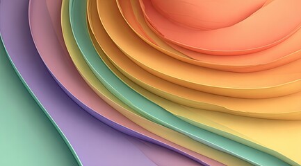 Abstract layered shapes in pastel colors