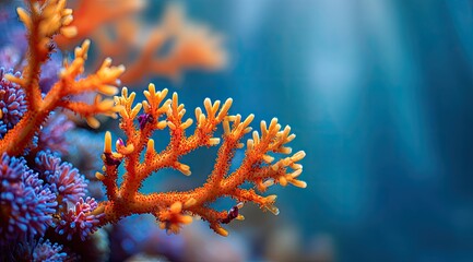 Close-up of vibrant coral branches