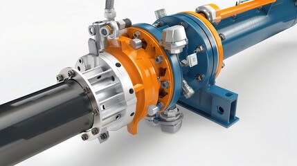 Screw pump with a compact metallic silver body and a rotating helical screw inside, installed in a factory, water treatment plant, or oil facility to transfer viscous liquids like oil, sludge, or syru