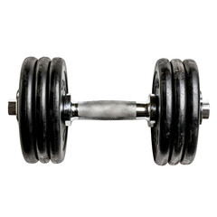 Fototapeta premium Black dumbbell with a silver handle