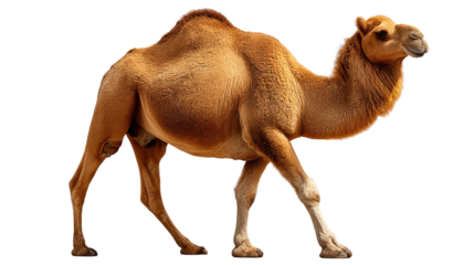 Dromedary Camel in Profile: A lone dromedary camel, showcasing its distinguished hump, navigates the arid landscape. Embodying resilience and grace, it offers a glimpse into the heart of the desert. 