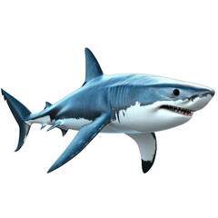 Fototapeta premium Large blue and white shark is swimming in the ocean