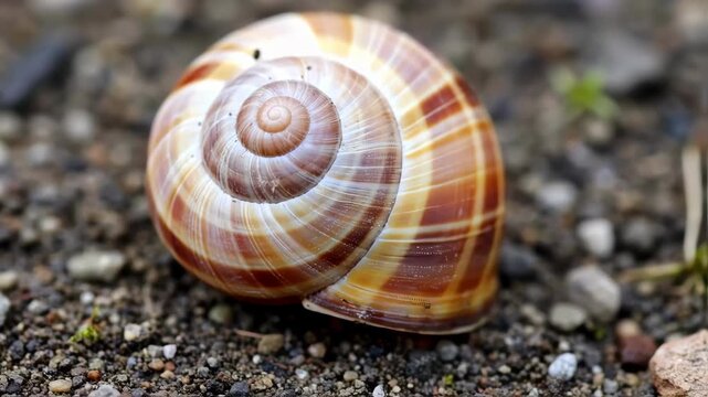 Close-up of a snail shell on the ground