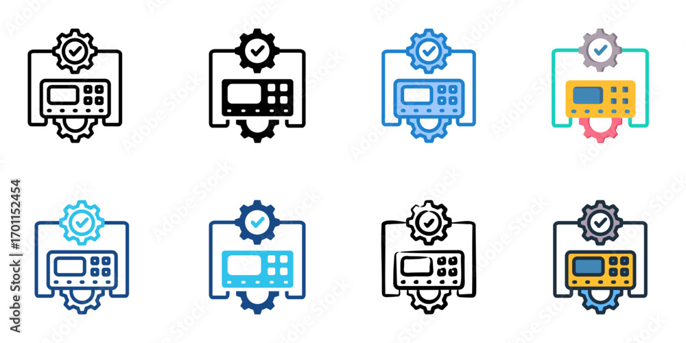 Poster instrumentation icon set multiple style collection