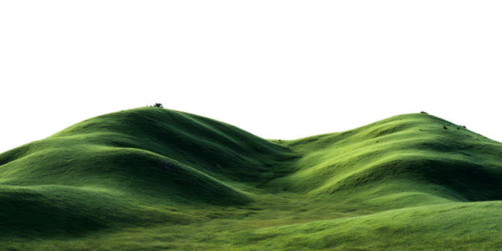 Transparent background landscape of green hills