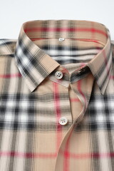 Stylish beige plaid button-down shirt with modern design and comfortable fit for everyday wear