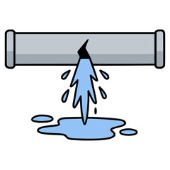 water pipe leak plumber service flat color vector illustration template design