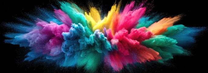 Vibrant explosion of colorful powder