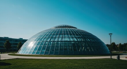 Obraz premium Modern glass dome structure, expansive view