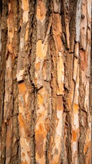 Obraz premium Detailed Close Up of Tree Trunk with Textured Brown and Orange Bark