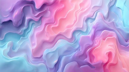 Abstract fluid shapes in pastel colors.  A digital design of flowing, layered, curved forms in a mix of soft, light pinks, purples, blues, and lavenders.  The textures suggest a smooth, liquid surface