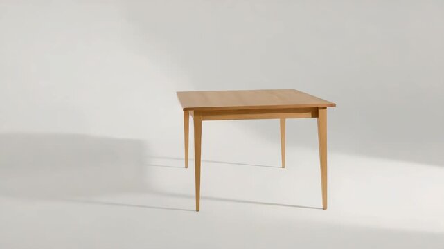 Wooden dining table isolated on white background