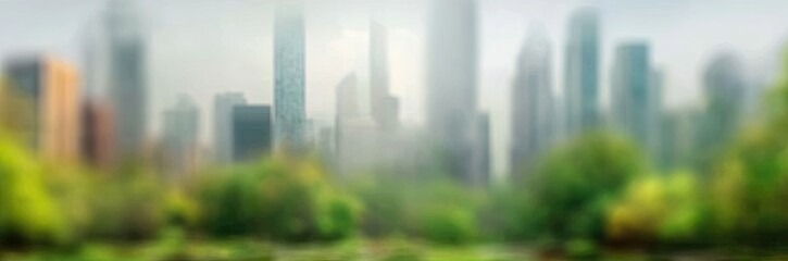 Blurred cityscape view from a park