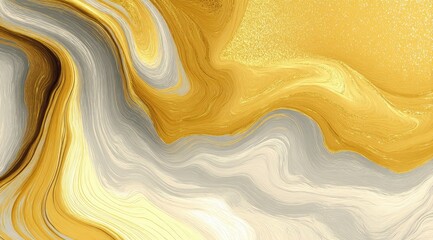 Abstract marbled design with gold and grey tones
