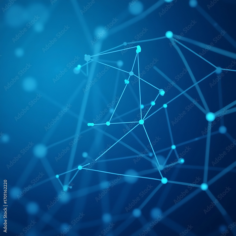 Poster dynamic abstract network of glowing nodes and lines representing data connections and futuristic tec