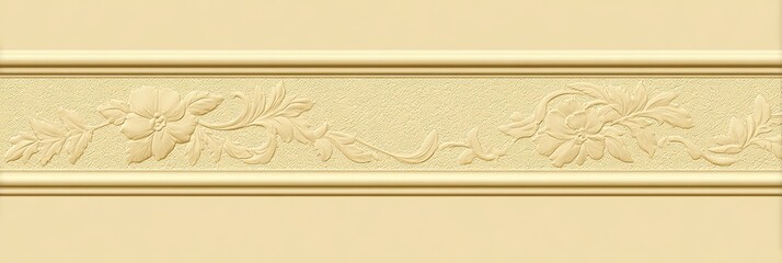 Elegant Decorative Wall Molding Featuring Intricate Floral Patterns in a Soft Beige Color