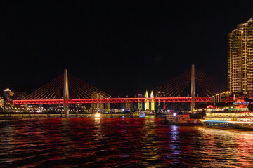 Obraz premium Nightscape of the Chongqing bridge