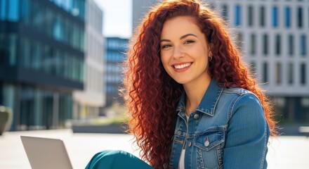 Young Woman Enjoying Coffee Break Outdoors, Relaxed Lifestyle