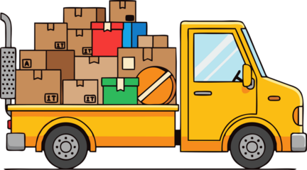 yellow cartoon truck with a truck