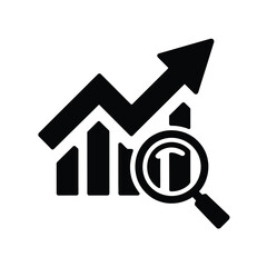 Magnifying Glass Analyzing Upward Trending Bar Graph Positive Growth, Financial Success, Business Analytics, Data Analysis, Investment Strategy Icon.