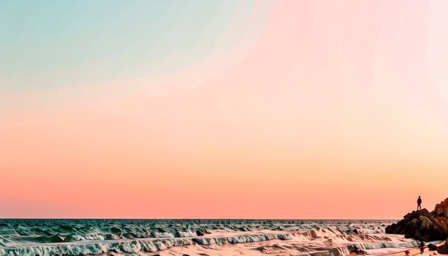 Pastel Sunset Over Calm Ocean - Powered by Adobe