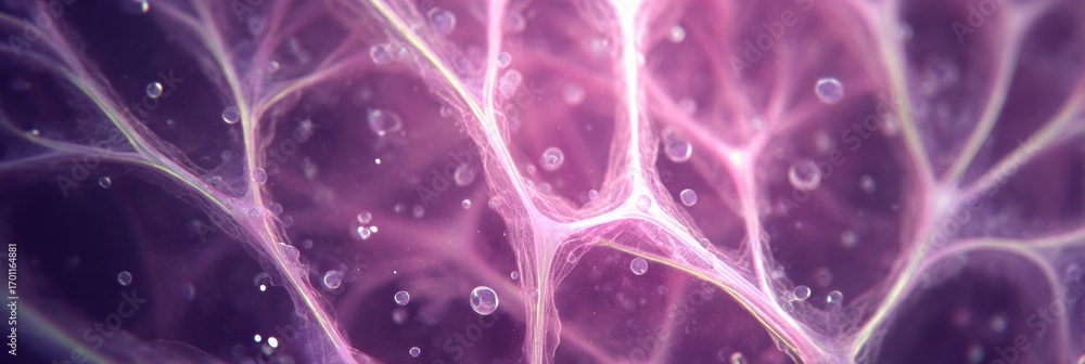 Poster intricate patterns of cells glowing in purple hues capture the beauty of biological structures in a 