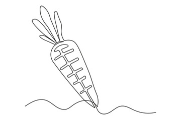Simple one line drawing carrot minimalist isolated abstract outline art