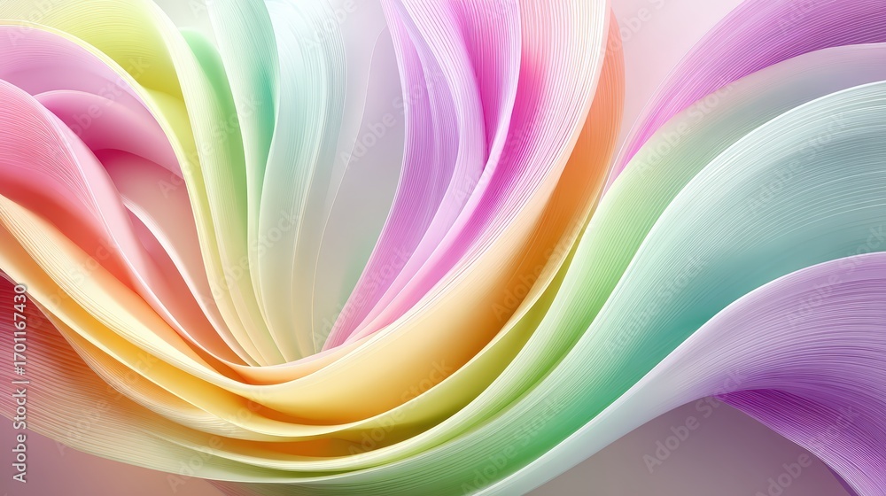 Poster abstract pastel waves flow gently creating a colorful background with soft blending transitions and 