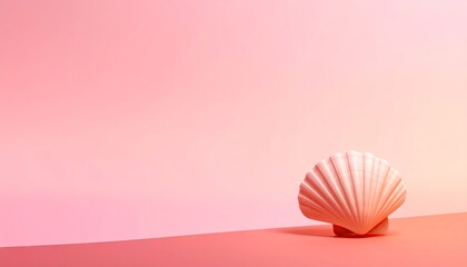 Pink Seashell on Gradient Background