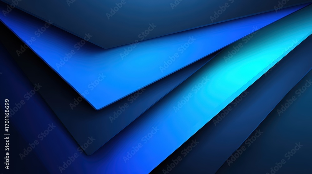 Fototapete abstract design with blue gradient layers forming arrow shapes, creating a modern and visually appea