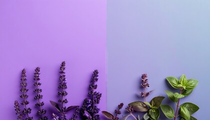 Purple and Green Herbs on a Two Tone Background