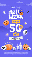 Naklejka premium Halloween Story Vector Template with Special Offer – Eye-Catching Design.