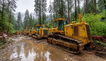 Heavy Machinery in Forest