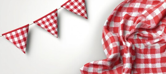 Red and white checkered fabric decorations