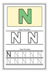 Writing practice of letters Coloring and tracing book. Education for children illustration.