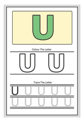 Writing practice of letters Coloring and tracing book. Education for children illustration.