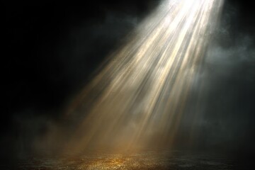 Spotlight beams through smoky, textured darkness