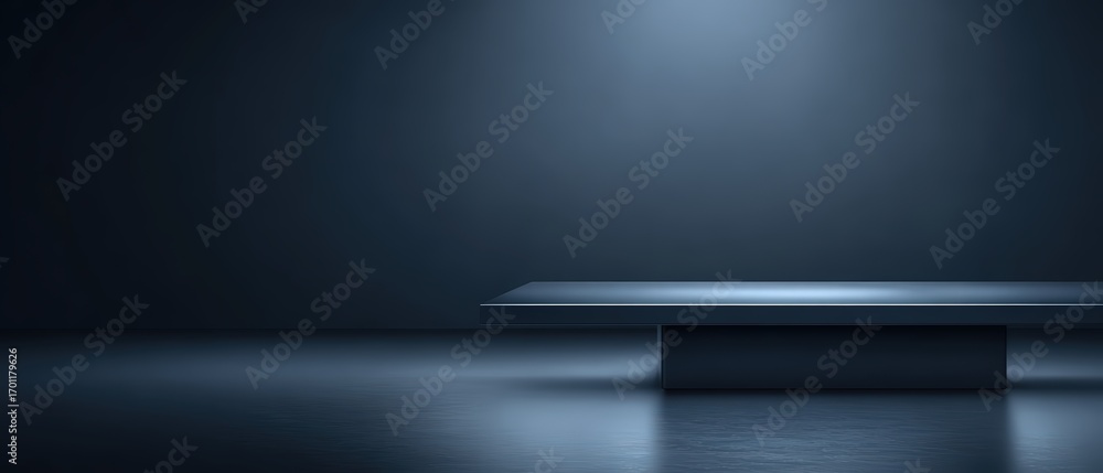 Poster a minimalist display platform in a dimly lit studio setting provides an elegant and sophisticated ba