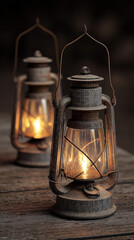 Illuminating the Past: A Pair of Vintage Lanterns Casting a Warm Glow