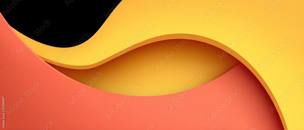 Poster abstract background with orange, yellow, and black curved layers creating depth and a modern dynamic