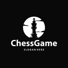 chess logo concept vintage retro game design miniature chess pawn design, silhouette concept symbol icon illustration vector and icon