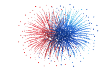 Firework with red, white and blue colors and stars