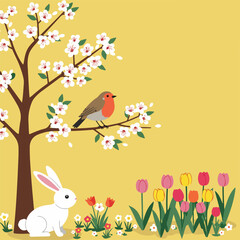 easter greeting card with birds