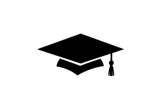 Black graduation cap with a tassel hanging from it