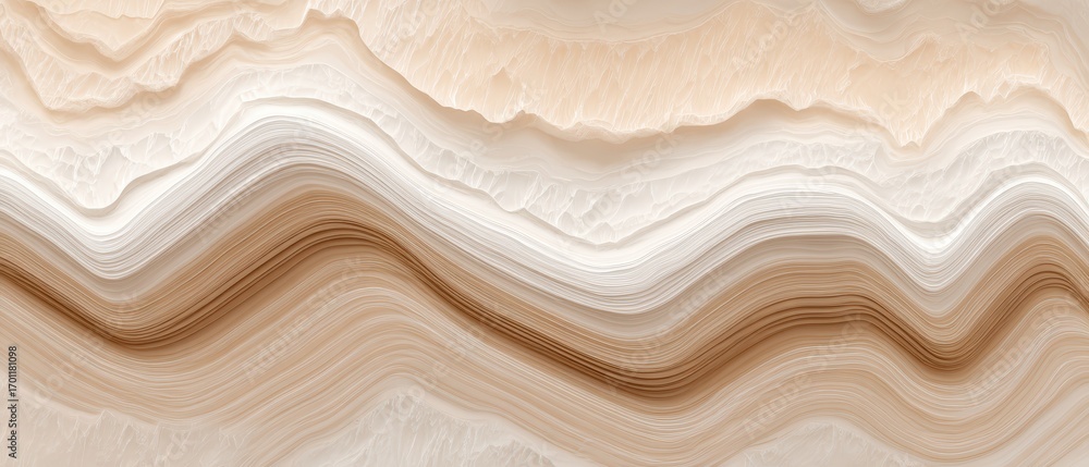 Poster abstract wavy pattern with creamy beige shades forming layered and textured background, creating a c