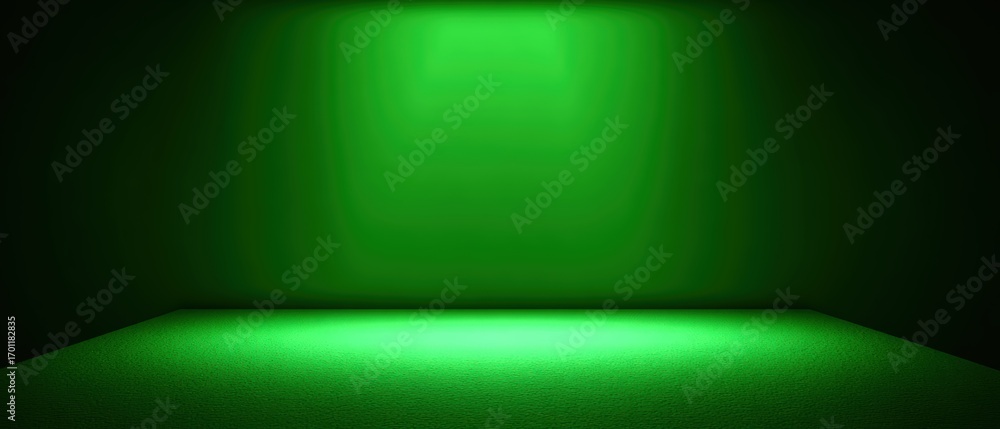 Poster a vibrant emerald green background and floor provide a stunning backdrop illuminated by a single lig