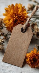 Autumn flowers and a blank tag