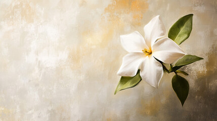 White Flower on Teal Abstract Background. This artistic and minimalistic composition highlights natural beauty, serenity, and elegance, making it suitable for wall art, backgrounds, and design project